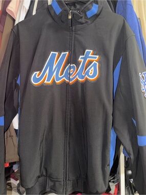 Majestic Black Performance Apparel Jacket with Blue & Red Label